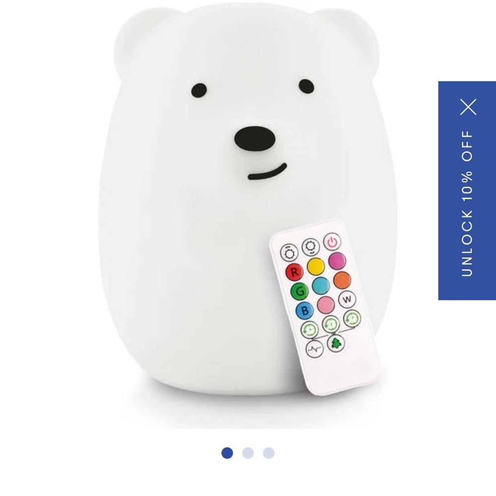 White Bear Night Light with Remote Control